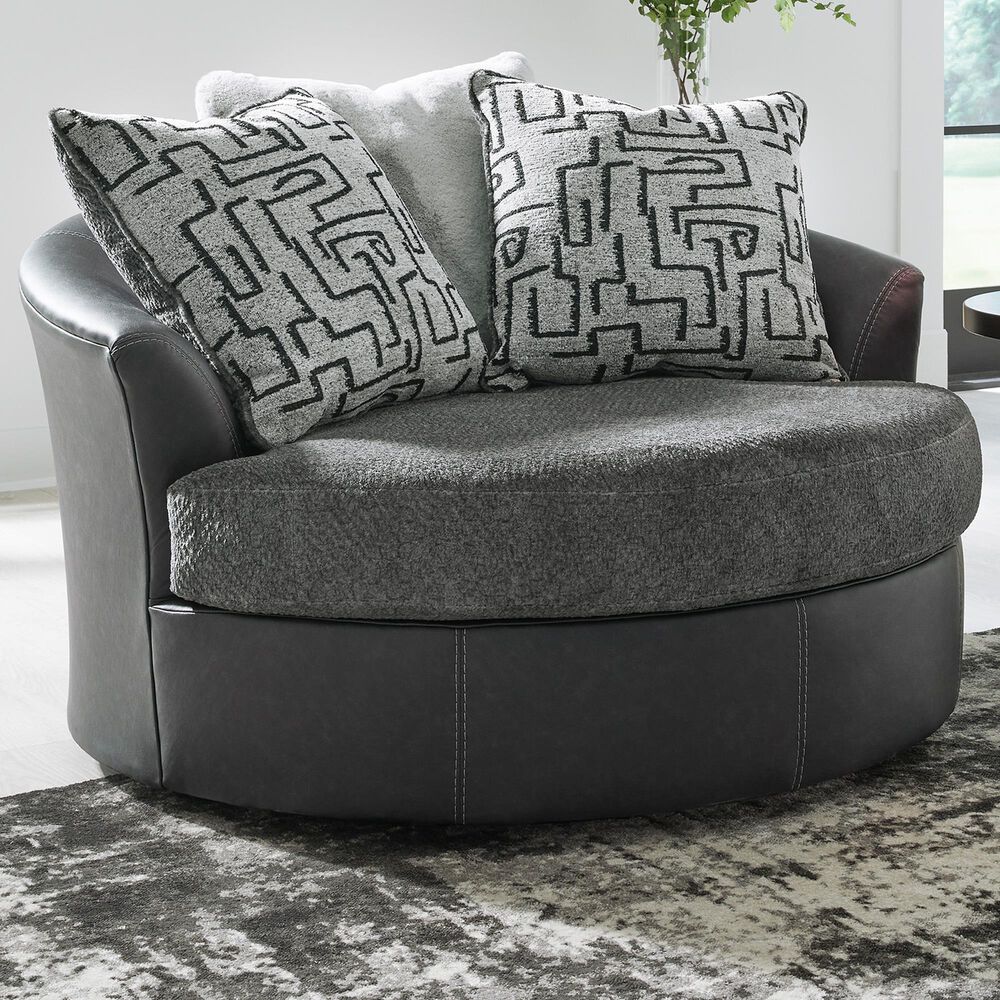 Ashley Brixley Pier Oversized Swivel Accent Chair in Graphite, , large