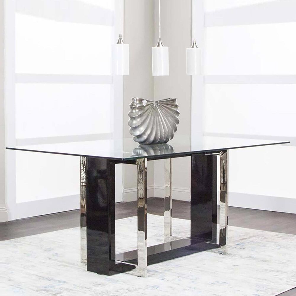 Penny Lane Olympia Rectangular Dining Table in Black and Chrome - Table Only, , large