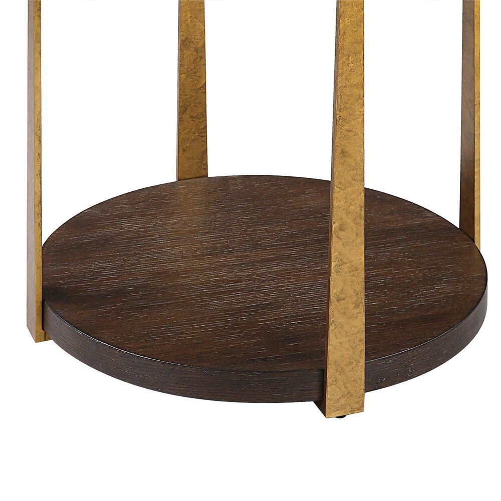 Uttermost Palisade Side Table in Coffee Oak and Antique Gold, , large