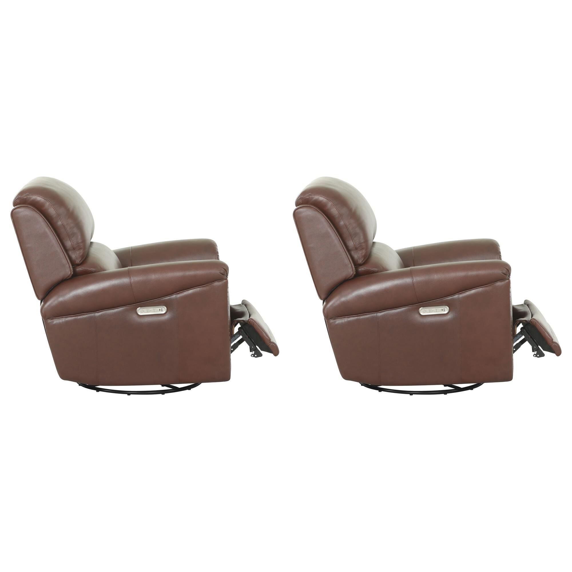 Chateau d'Ax Leather Recliner in Red Brown (Set of 2)