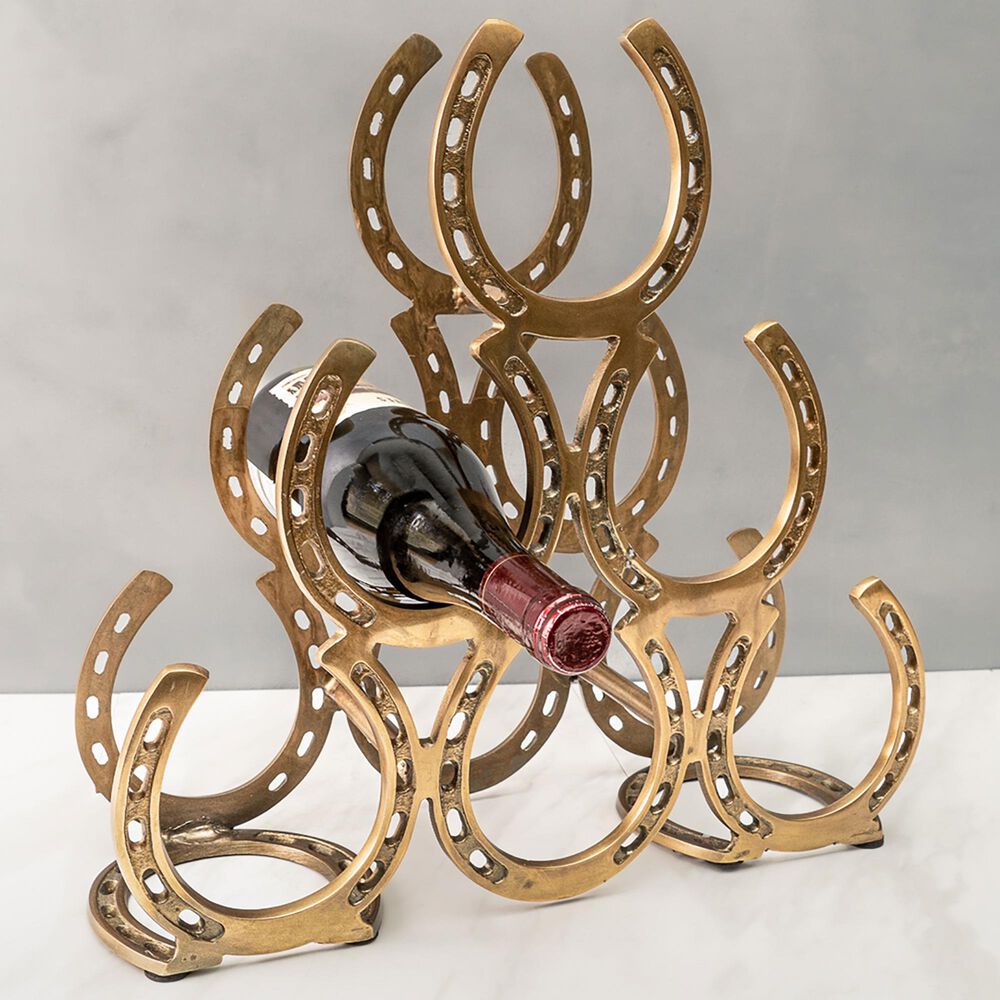 India Handicrafts Inc Western Wine Rack in Brass, , large