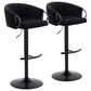 LumiSource Claire Swivel Adjustable Barstool with Black Velvet Upholstery in Black (Set of 2), , large