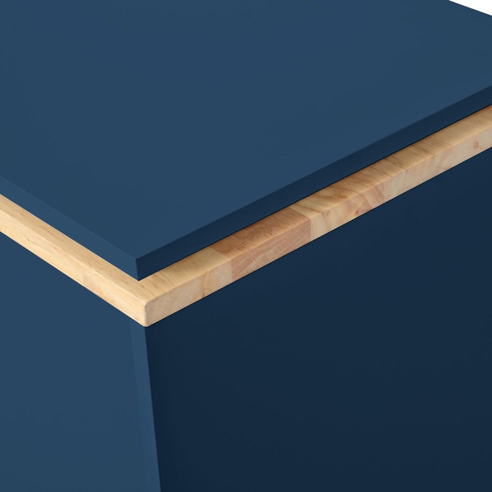 HOMLUX 56" Kitchen Island with Extended Table in Navy Blue, , large