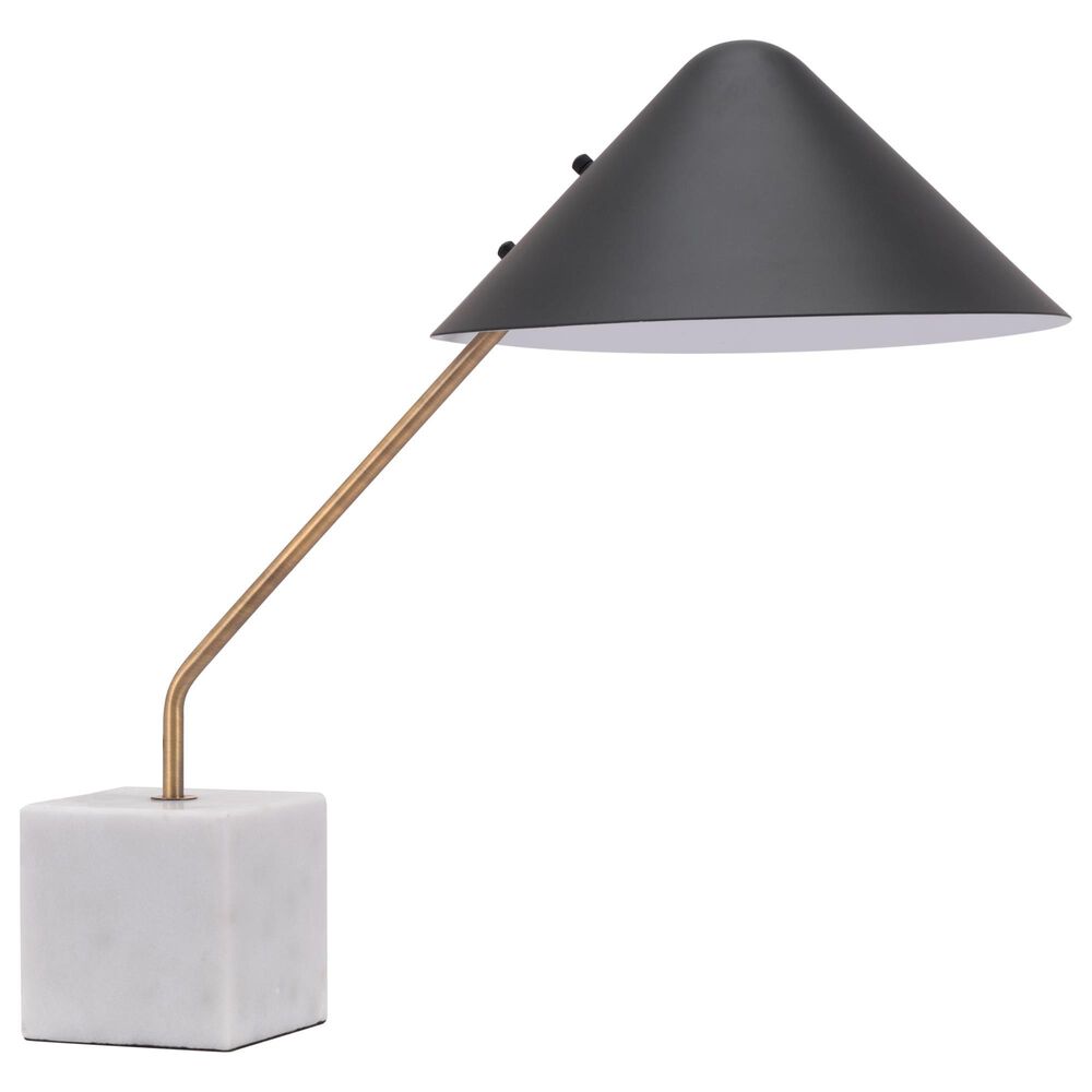 Zuo Modern Pike Table Lamp in Black and White Marble, , large