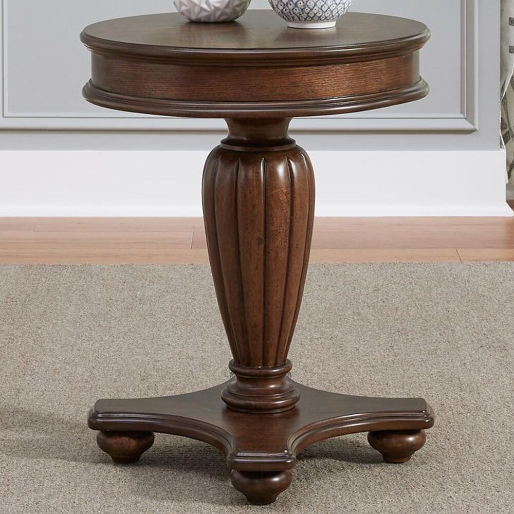 Belle Furnishings Allington Round End Table in Satin Sienna, , large