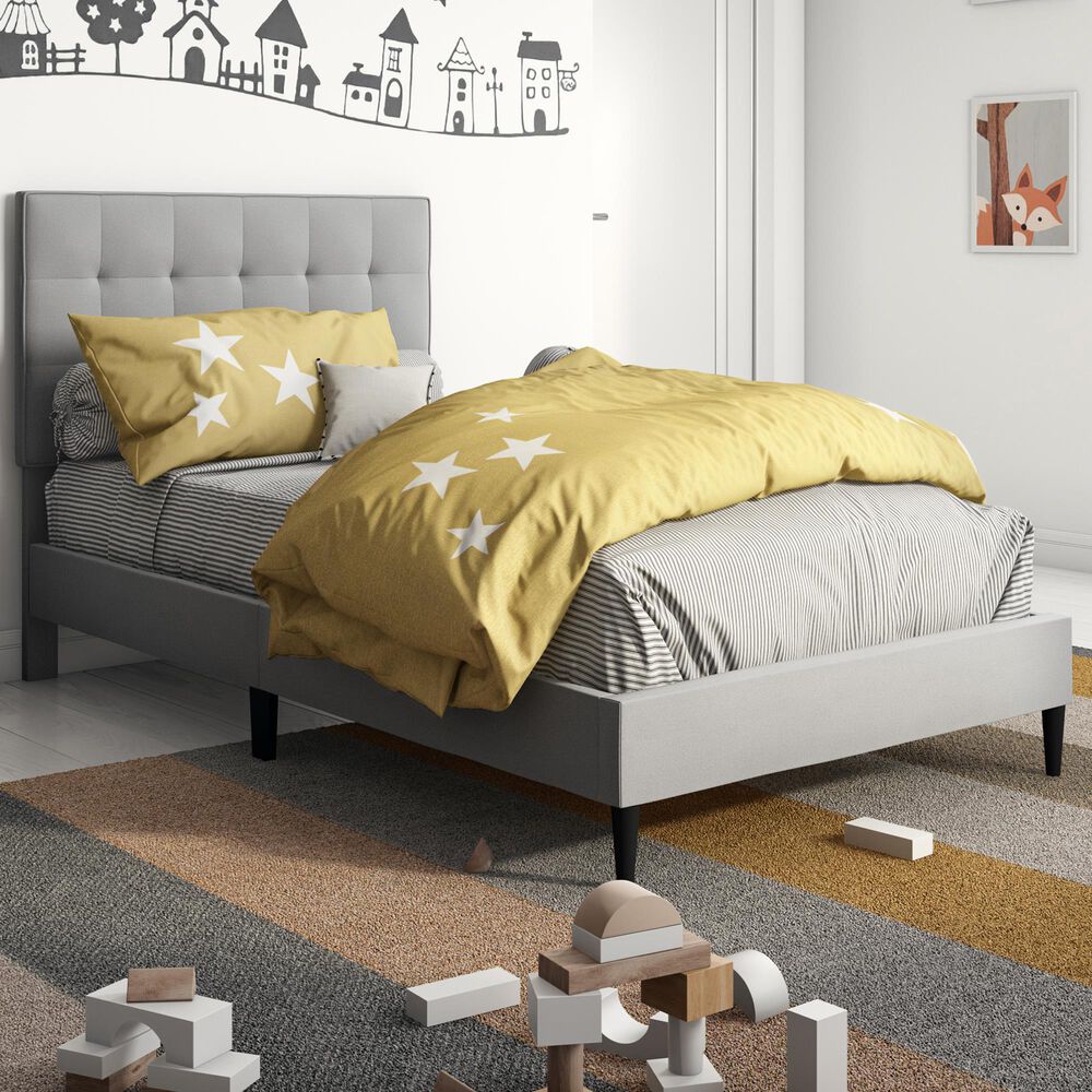 Accentric Approach Twin Platform Bed in Gray, , large