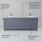 Lexora Home Jacques 72" Double Bathroom Vanity in Dark Grey with 2 cm White Carrara Marble Top and Rectangular Sinks, , large