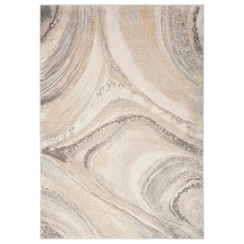 Nourison Brushstrokes 2"2" x 7"6" Cream and Grey Runner, , large