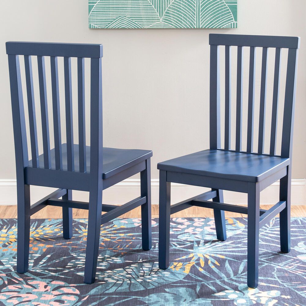 Linon Home Decor Percival Side Chair in Navy Blue (Set of 2), , large