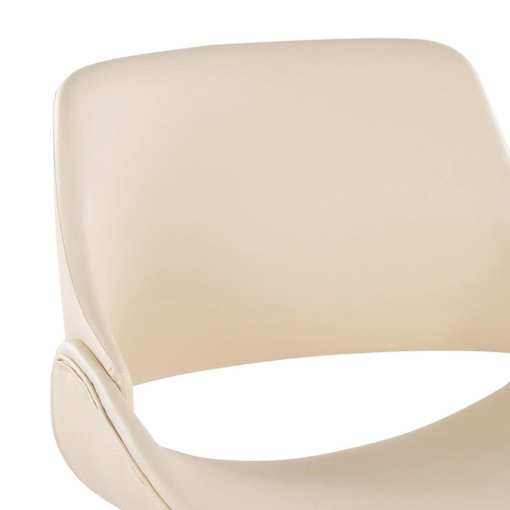 LumiSource Fabrico Side Chair with Cream Faux Leather Cushion in Dark Walnut (Set of 2), , large