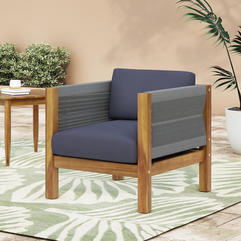 Hearth and Haven Laurel Outdoor Club Chair with Cushion in Dark Gray (Set of 2), , large