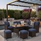 Hearth and Haven 7-Piece Outdoor Dining Set with Blue Cushion in Brown, , large
