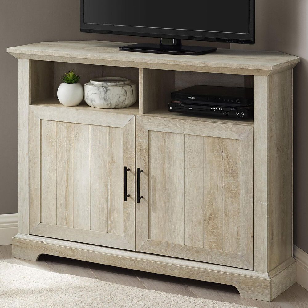 Walker Edison Columbus 44&quot; Corner TV Stand in White Oak, , large