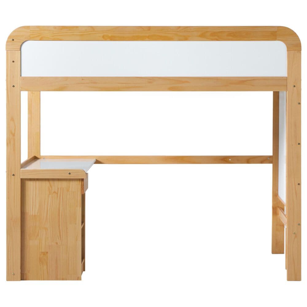 Walker Edison Adyn Twin Loft Bunk Bed with Desk in Natural Pine, , large