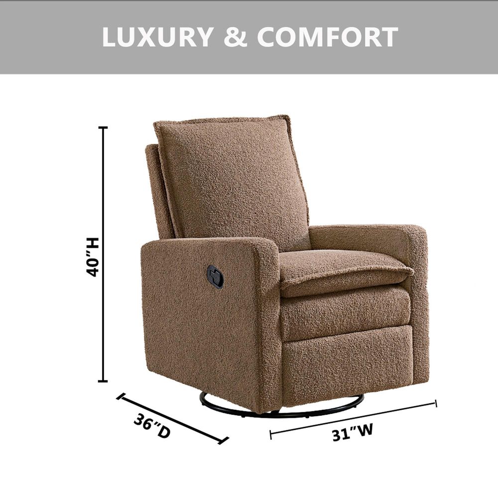 Oxford Baby Uptown Manual Glider Recliner Rocking Chair in Teddy Brown, , large