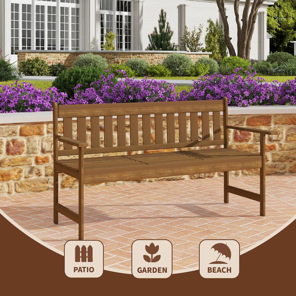 Noviland Patio Occasional Bench in Teak Oil, , large