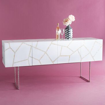 Safavieh Ashley Buffet in White with Mother of Pearl Inlay, , large