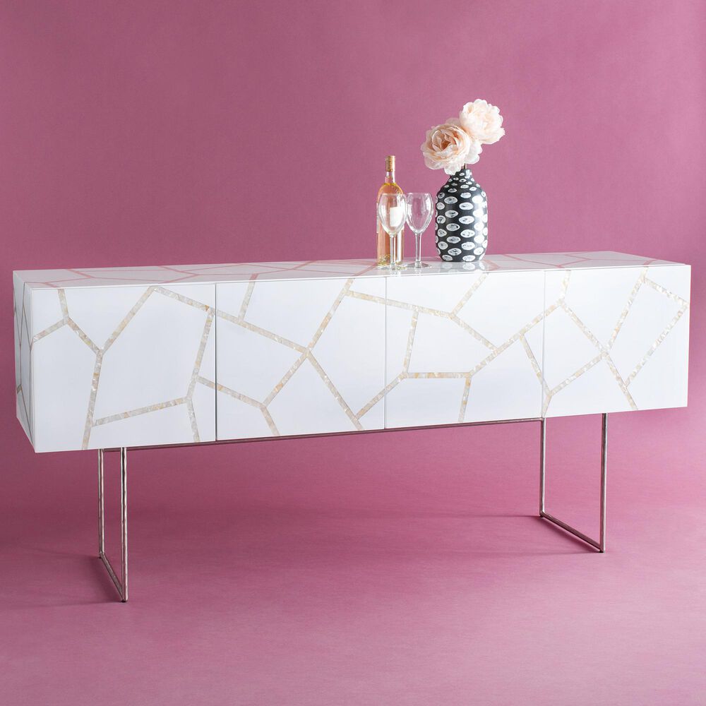Safavieh Ashley Buffet in White with Mother of Pearl Inlay, , large