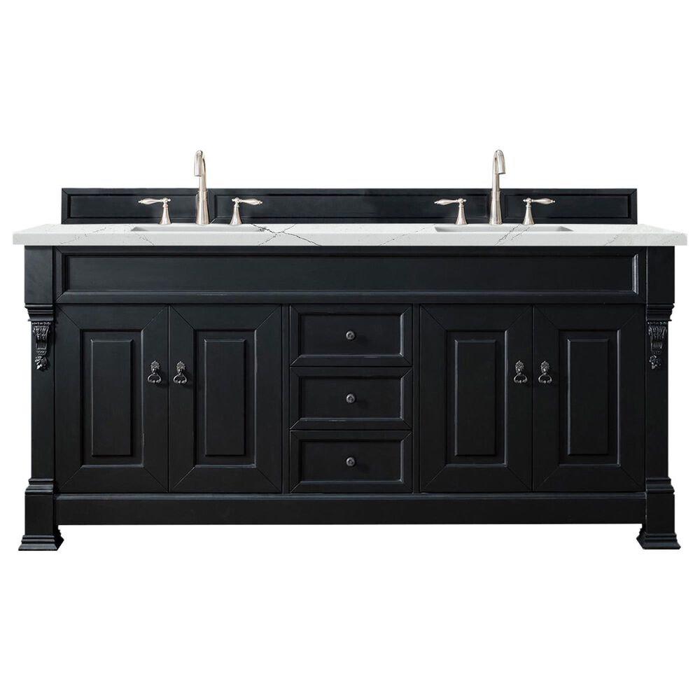 James Martin Vanities Brookfield 72" Double Bathroom Vanity in Antique Black with 3 cm Ethereal Noctis Quartz Top and Rectangle Sinks, , large
