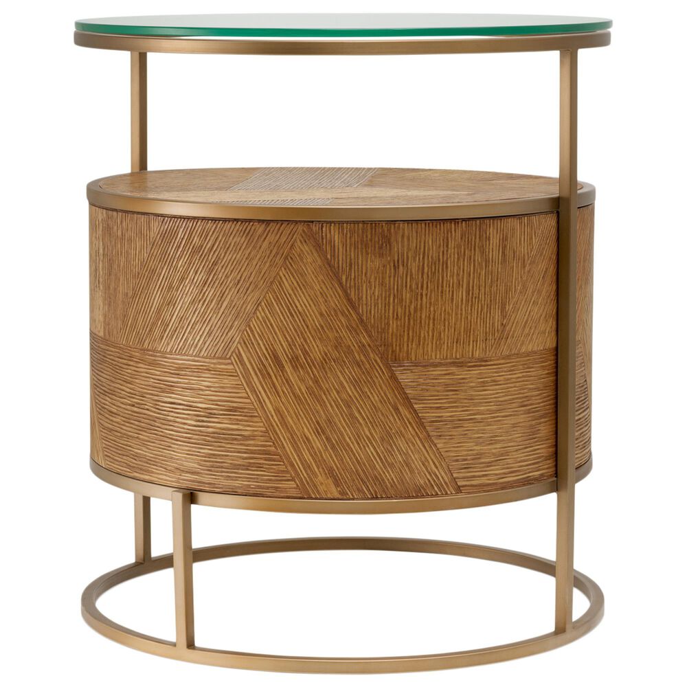 Eichholtz Velutto 1 Drawer Nightstand in Caramel and Brushed Brass, , large