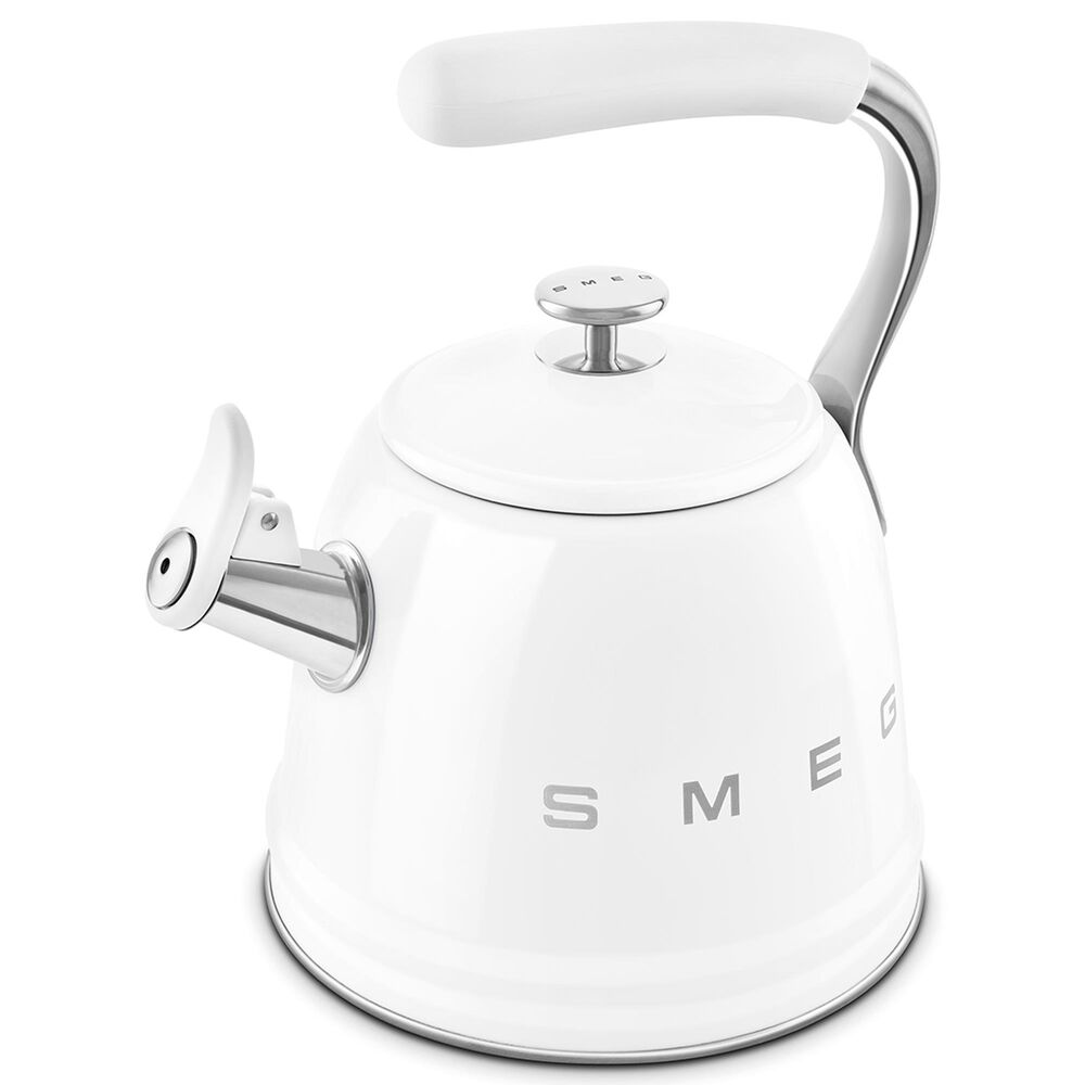 SMEG 2.3L 50"s Style Stovetop Whistling Kettle in White, , large