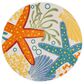 Nourison Aloha 4" Round Blue, Yellow and Orange Indoor/Outdoor Area Rug, , large