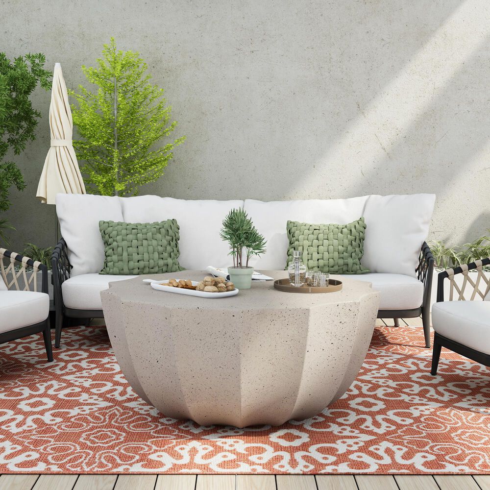 Hearth and Haven Outdoor Waterproof Coffee Table in White, , large