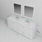 Lexora Home Dukes 84" Double Bathroom Vanity in White with 2 cm White Carrara Marble Top and Rectangular Sinks, , large