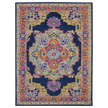 Amerr Boho 7"6" x 9"6" Navy and Pink Area Rug, , large
