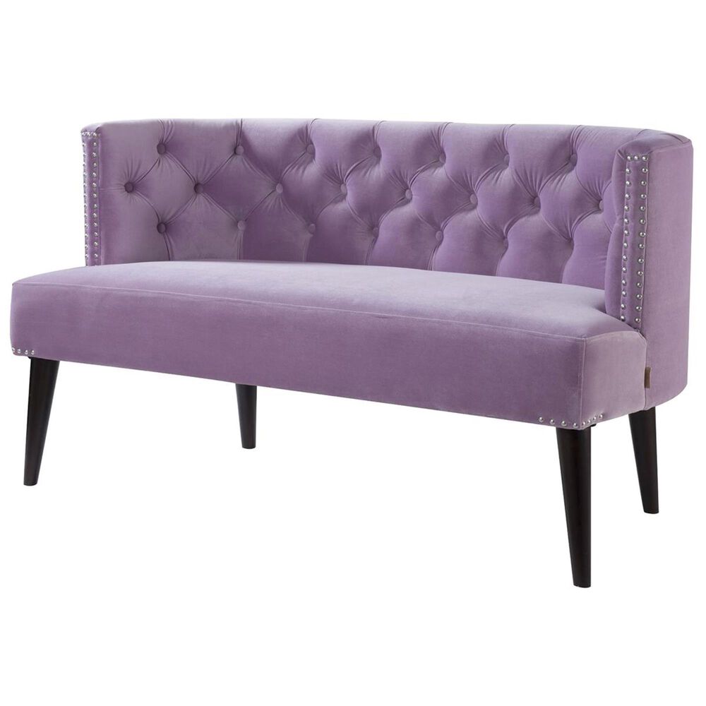 Jennifer Taylor Home Celine Tufted Settee Nailhead Accents in Lavender