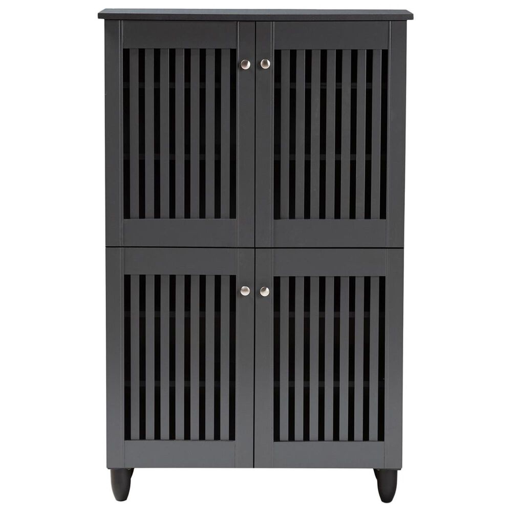 Baxton Studio Fernanda 4-Door Entryway Shoe Storage Cabinet in Dark Gray, , large