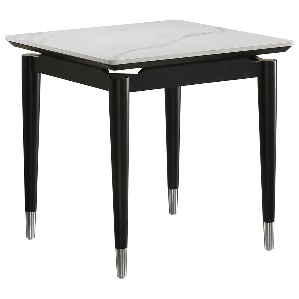 Furniture of America Kalor End Table in Black, White and Silver, , large