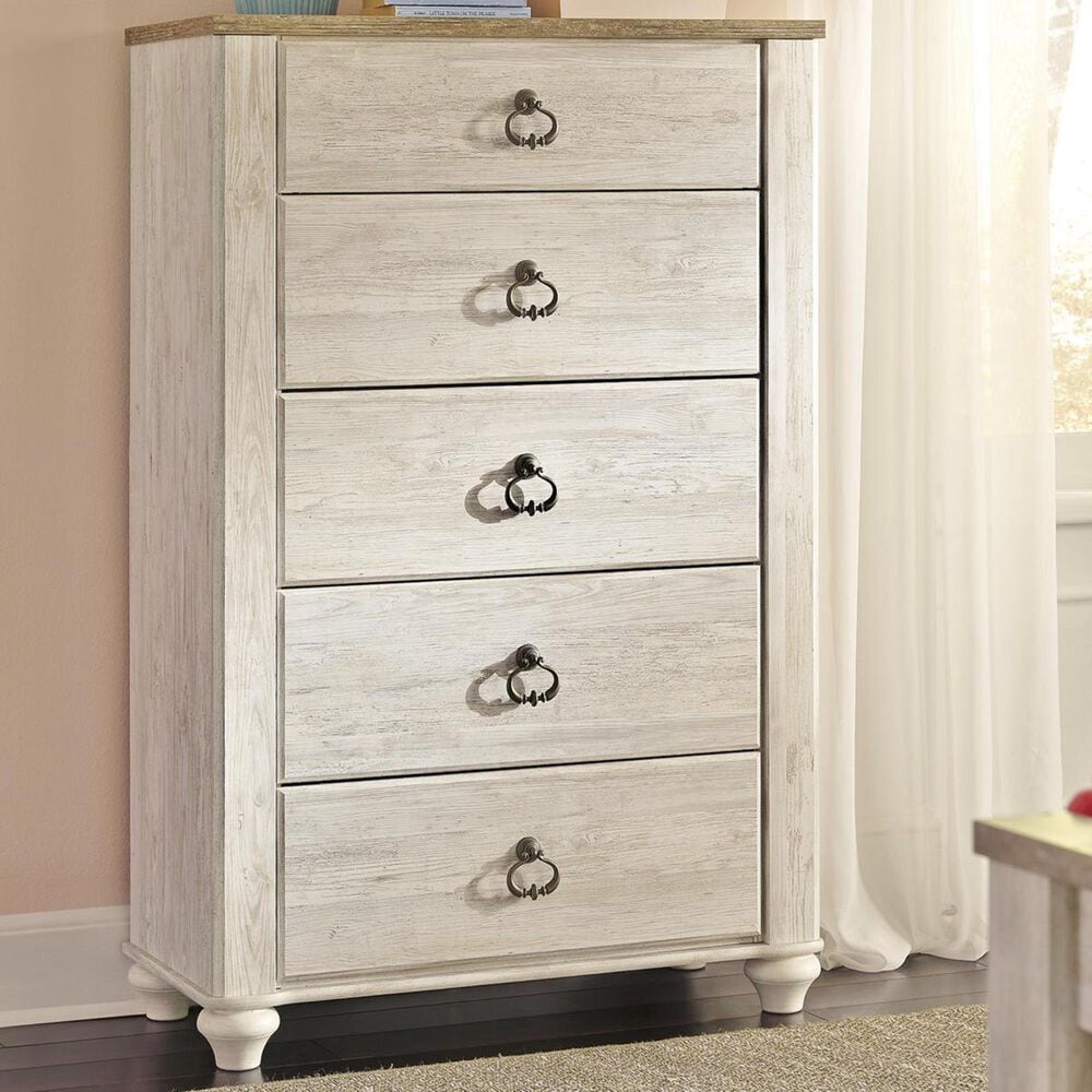 Ashley Willowton 5 Drawer Chest in White Washed, , large