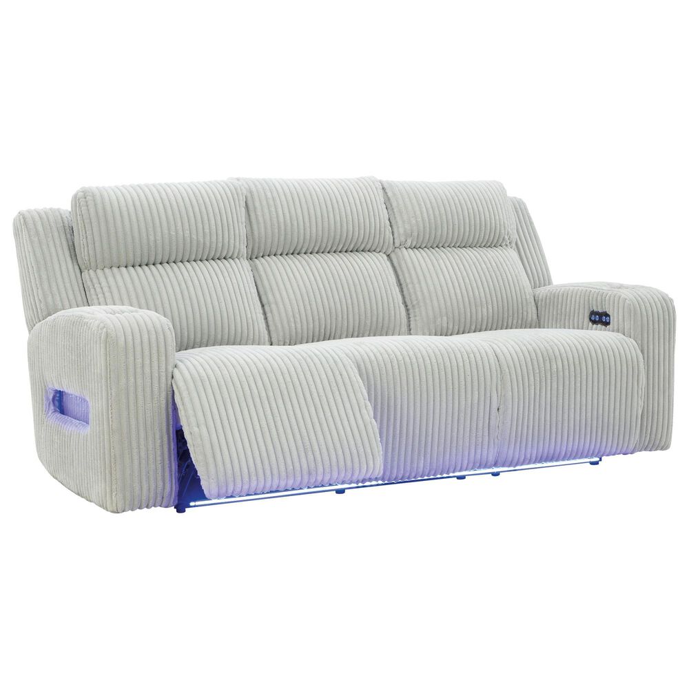 Ashley Forest Lake Power Reclining Sofa with Adjustable Headrest in Alloy Velvet, , large