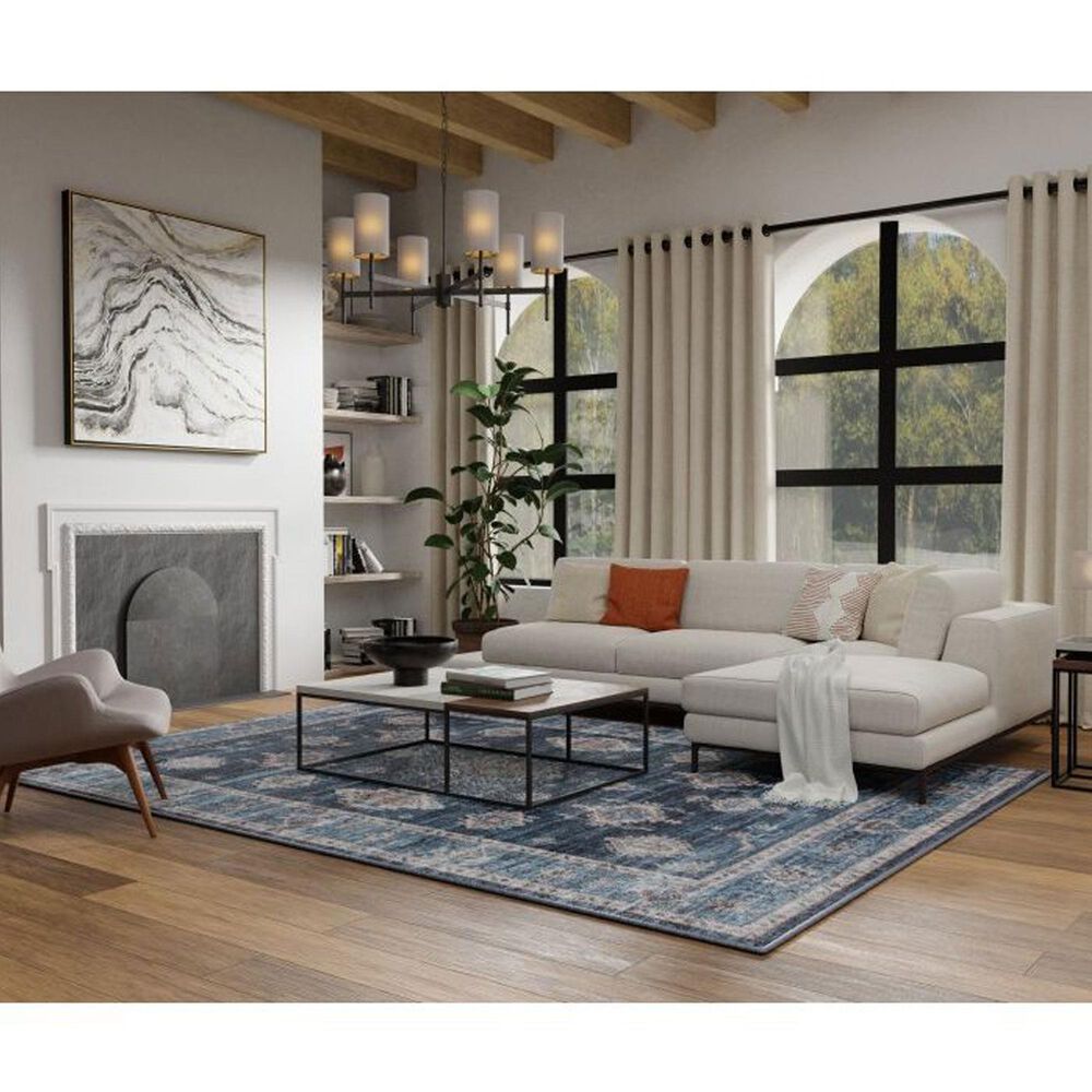 Central Oriental Rugease Velveteen Raquel Navy and Light Blue 7&#39;6&quot; x 9&#39;6&quot; Area Rug, , large