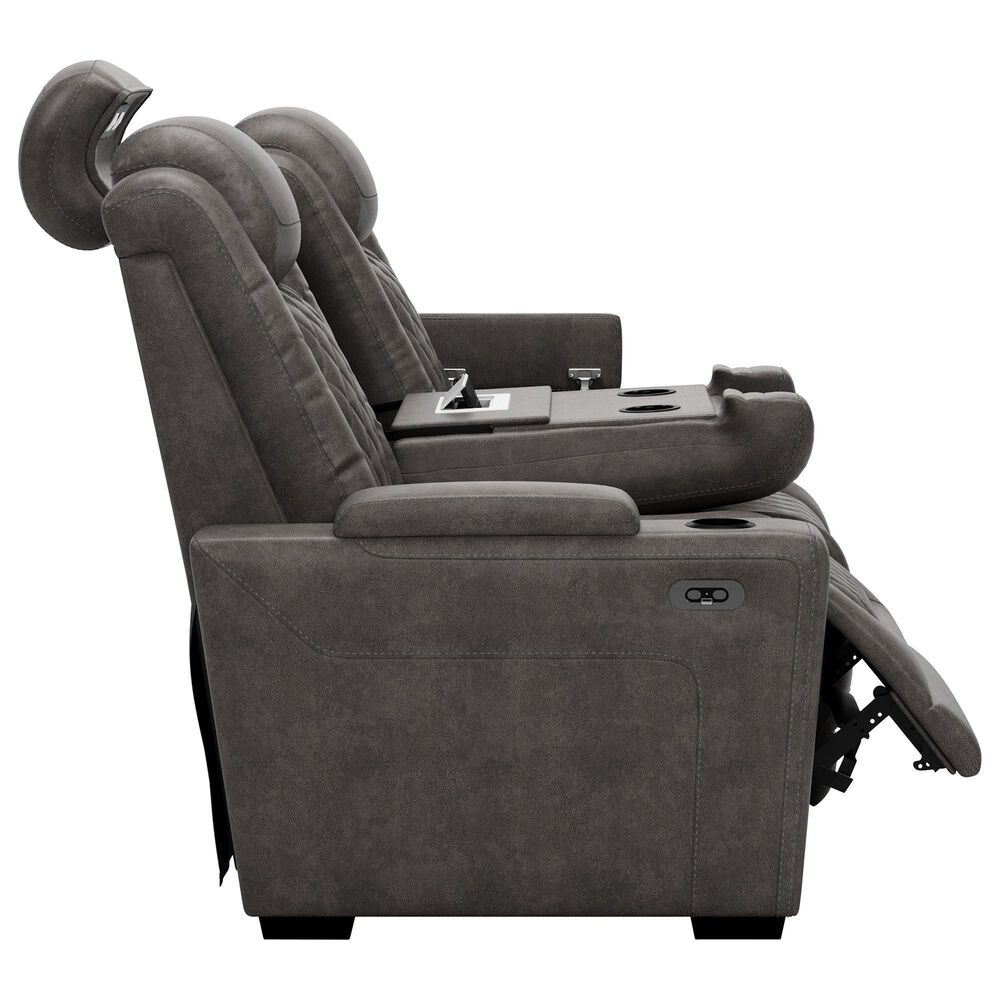 Signature Design by Ashley HyllMont Dual Power Reclining Console Sofa