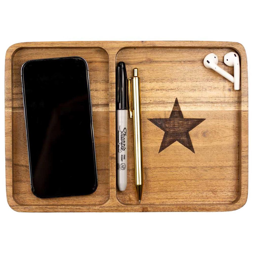 The Royal Standard Star Etched Wood Valet Tray in Natural, , large