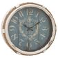 Maple and Jade 17" Wall Clock in Distressed White and Blue, , large