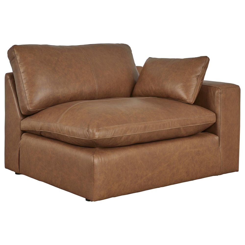 Ashley Emilia 4-Piece Stationary Reversible Sectional Sofa with Ottoman in Caramel, , large