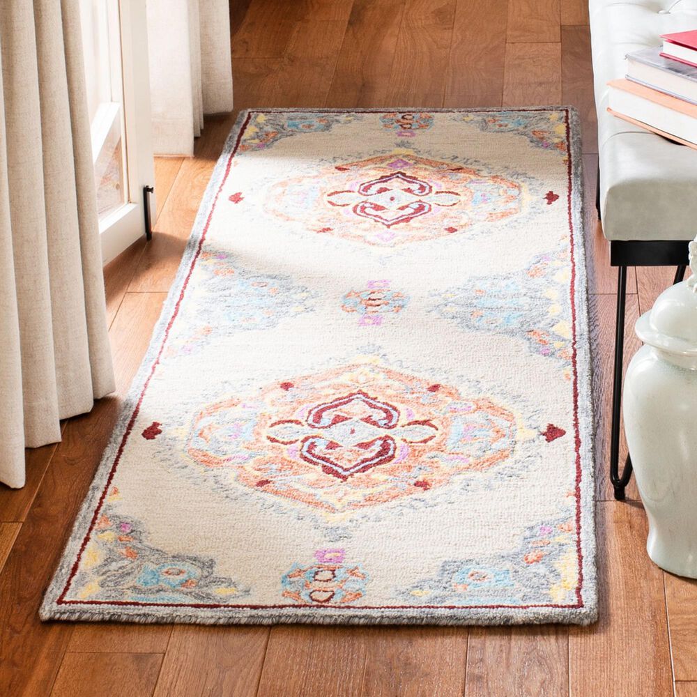 Safavieh Micro-Loop 2&#39;3&quot; x 7&#39; Beige and Orange Runner, , large