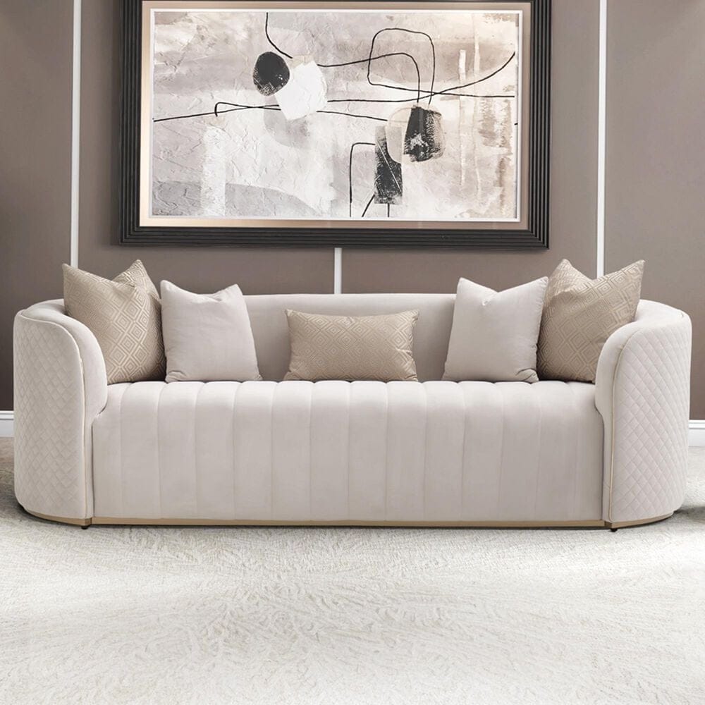 Vista Haus Ariana Stationary Sofa in Beige Velvet, , large