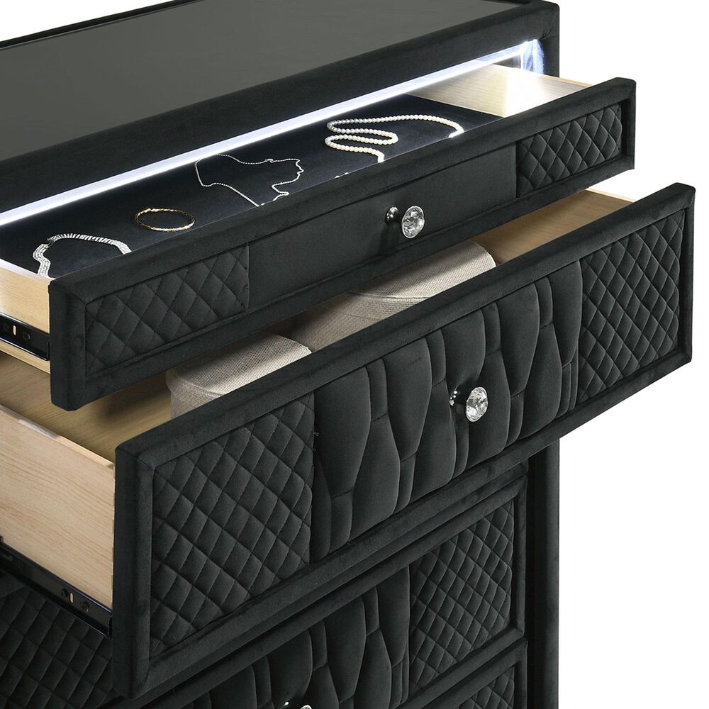 Pacific Landing Lorient Queen 5 Piece Set in Black with Fireplace, , large