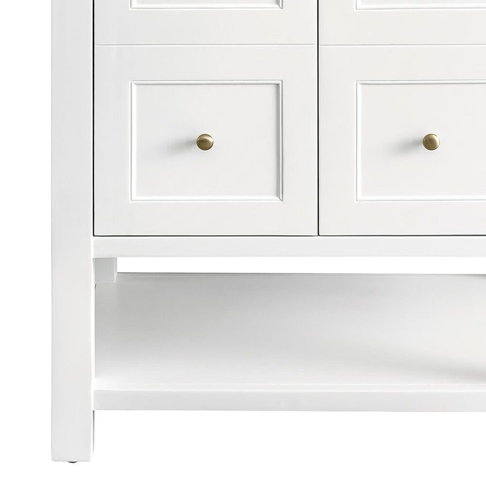 James Martin Vanities Breckenridge 30&quot; Single Bathroom Vanity in Bright White with 3 cm Ethereal Noctis Quartz Top and Rectangular Sink, , large