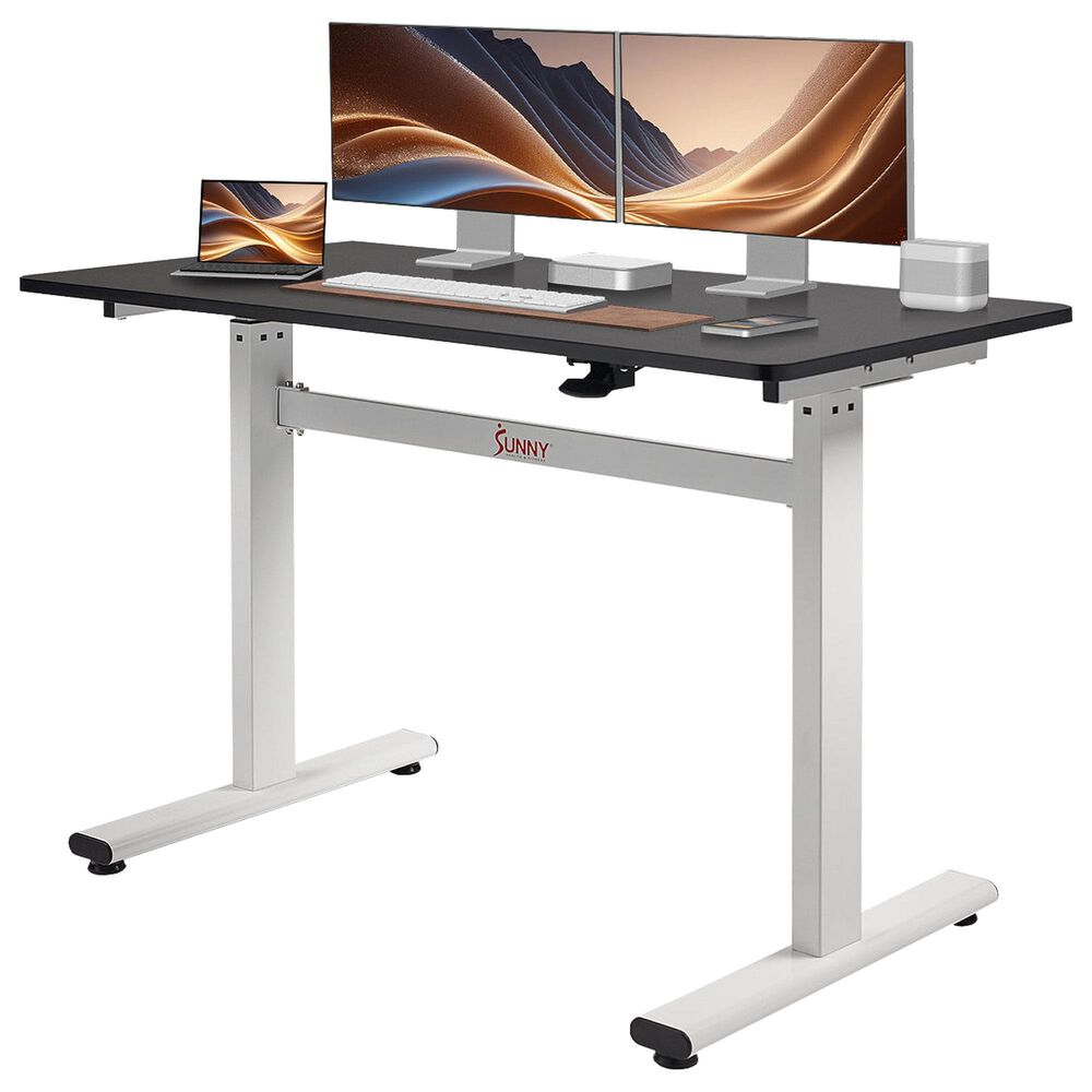 Sunny Health &amp; Fitness Multi-Purpose Air-Drive Adjustable Standing Desk in Black and Grey, , large