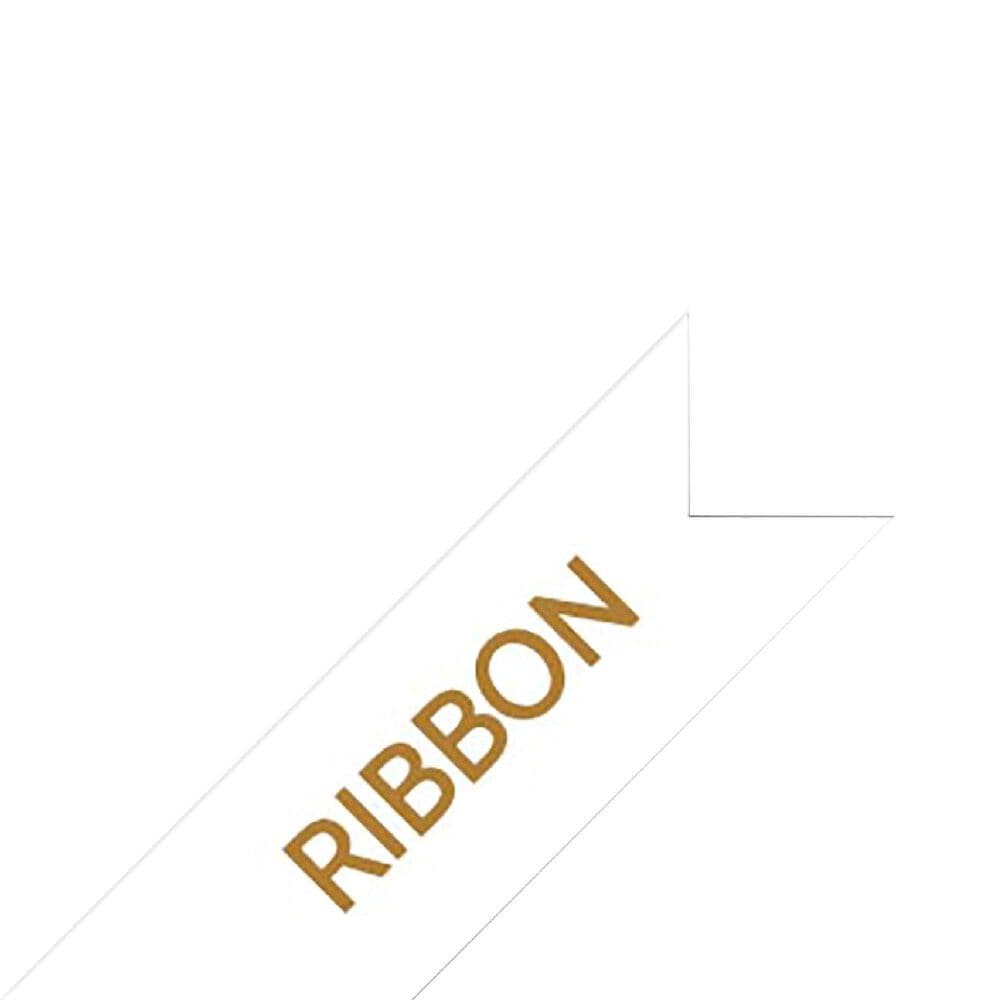Brother P-touch Embellish Gold Print on White Satin Ribbon 12mm, , large