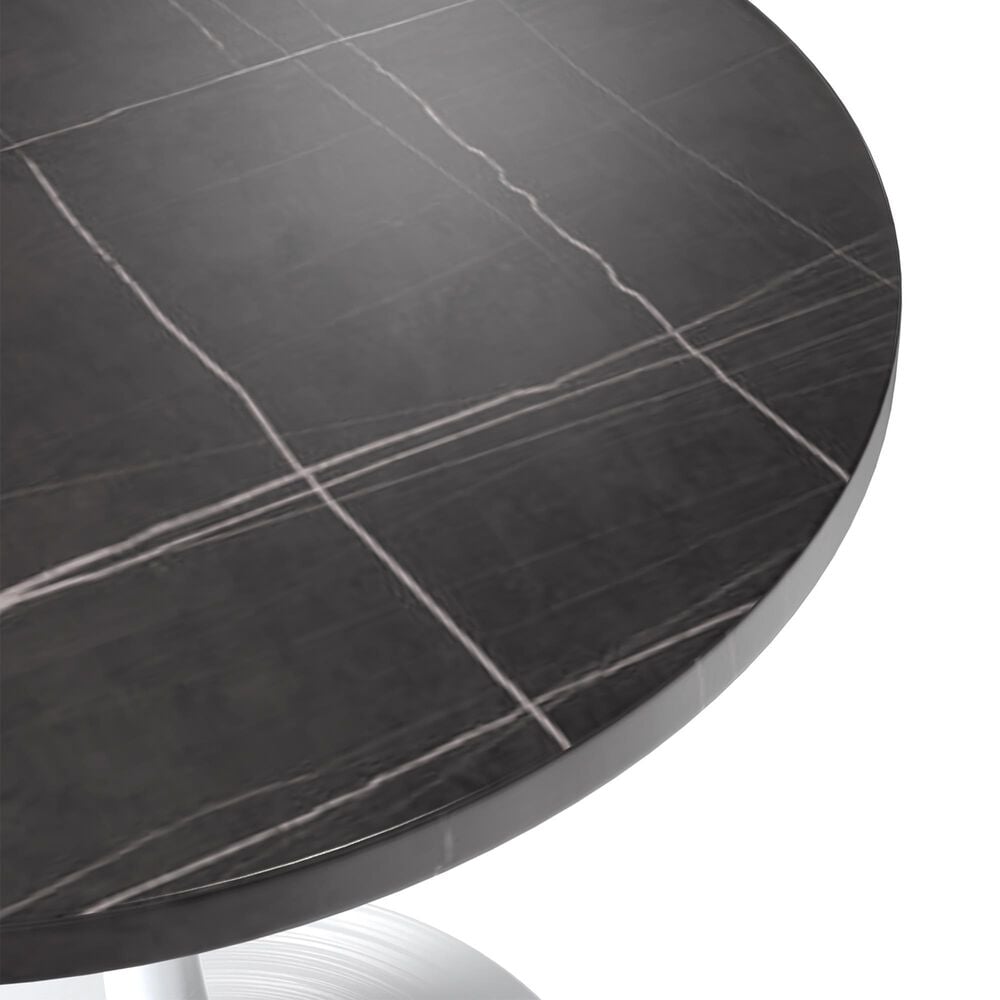 Leisuremod LeisureMod Verve Collection 27 Round Dining Table, White Base with Sintered Stone Black Top, , large