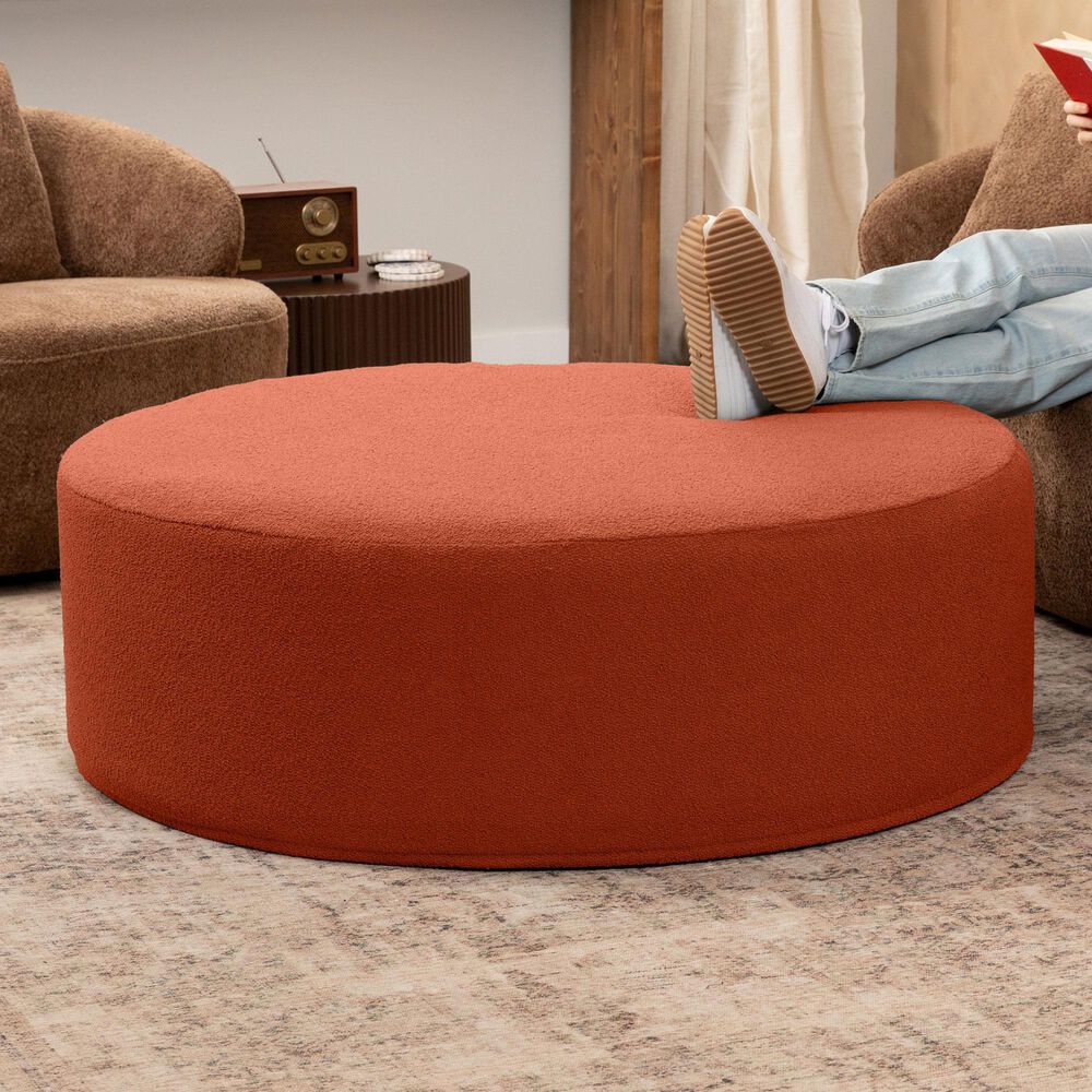 Jaxx Candler Round Ottoman in Terra Cotta, , large