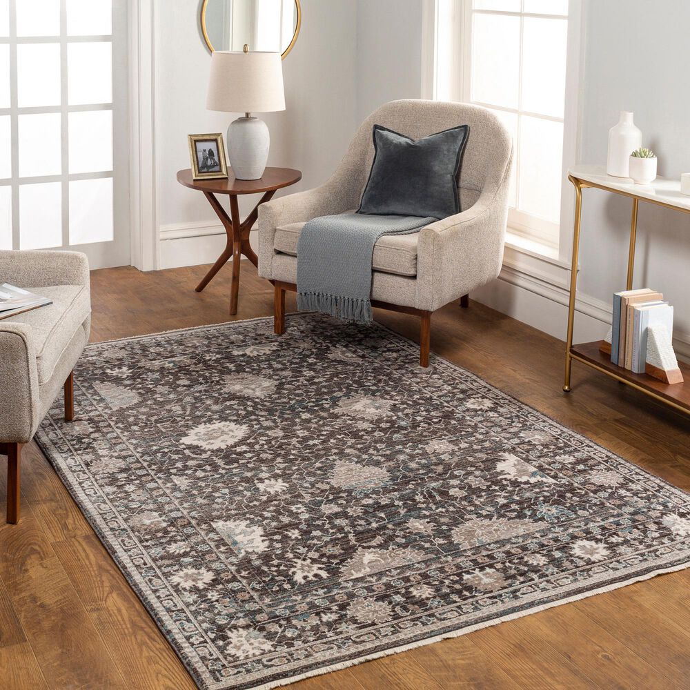 Surya Carlisle 3&#39;11&quot; x 5&#39;11&quot; Dark Brown, Ivory, Light Sage, Dusty Pink, Pale Blue and Olive Area Rug, , large