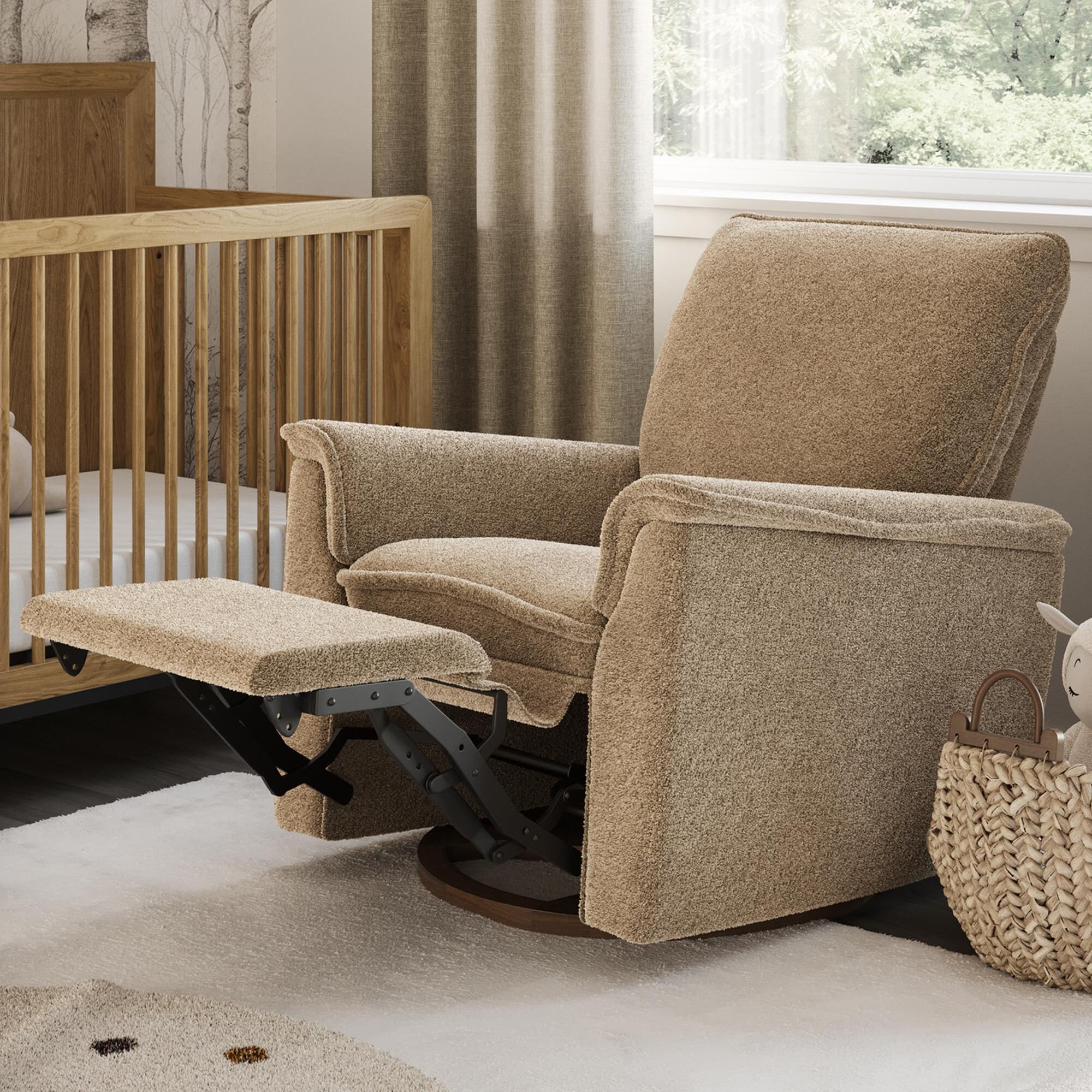 Baby Appleseed Anza Power Swivel Nursery Glider Recliner in Taupe