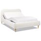 Jennifer Taylor Home Roman Queen Platform Bed with Ivory White Upholstered in Natural Whitewashed, , large